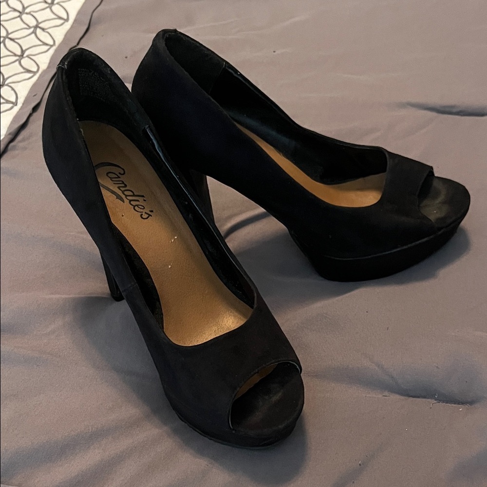 Candie's Elegant Black Peep Toe Heels